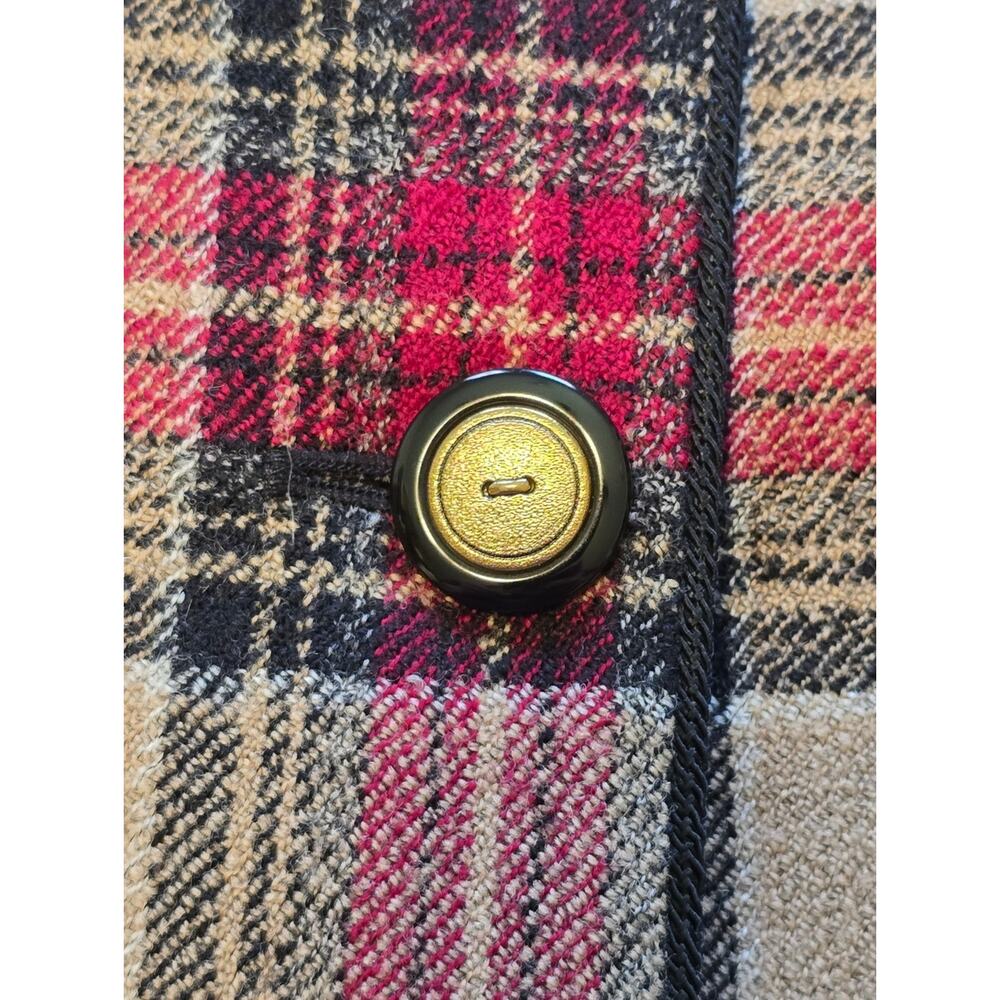 Vintage Talbots Blazer Womens Size 12 Red Tan Plaid Wool Blend Quiet Luxury NWOT - Picture 8 of 11